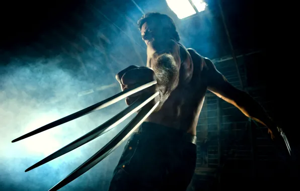 Picture smoke, blade, Wolverine, Wolverine, Hugh Jackman