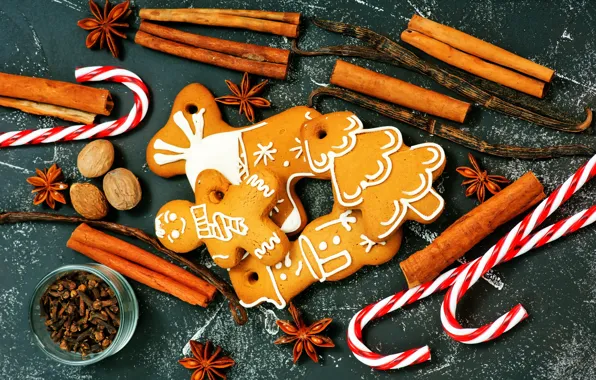 Decoration, tree, New Year, cookies, Christmas, cinnamon, happy, Christmas
