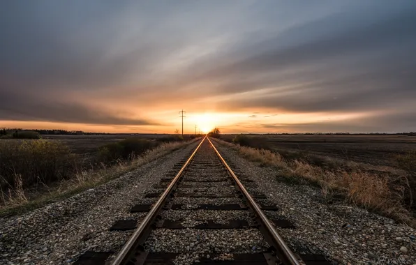 Picture landscape, perspective, railroad