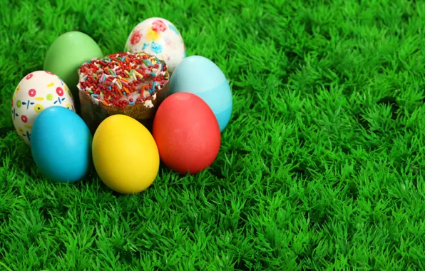 Grass, Easter, Eggs, Cake, The Resurrection Of Christ, Pascha