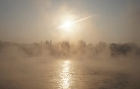 Winter, landscape, river, winter water, Kazakhstan, Irtysh