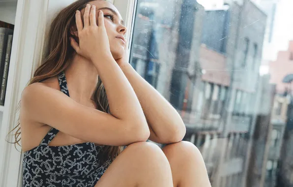 Pose, model, makeup, figure, actress, profile, window, Lily-Rose Depp