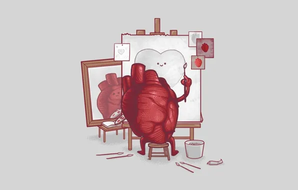 Picture paint, heart, artist, brush, canvas