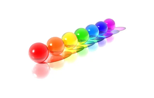 Picture color, minimalism, White, Balls, Rainbow