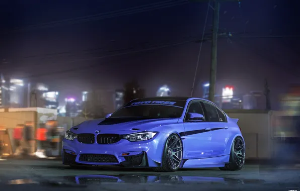 Auto, Night, Blue, BMW, Machine, Car, Art, Render