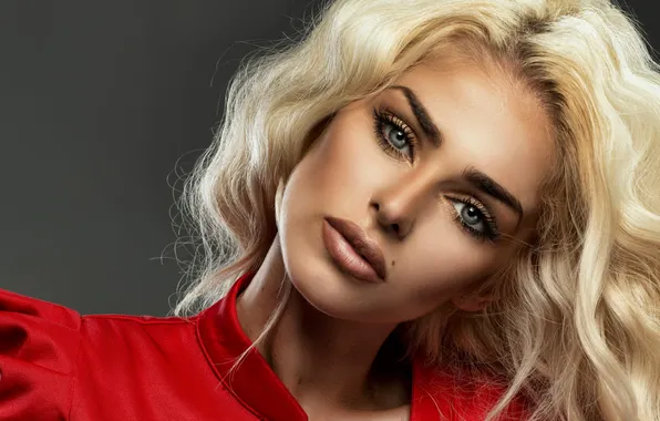 Look, face, model, blonde, Monica Synytycz, head tilt, female portrait
