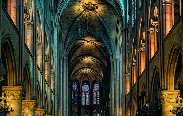 Picture France, Paris, Cathedral, religion, Notre Dame de Paris, the nave