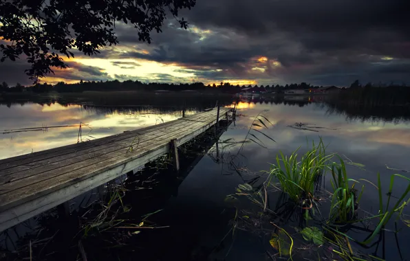 Picture nature, lake, river, home, the evening