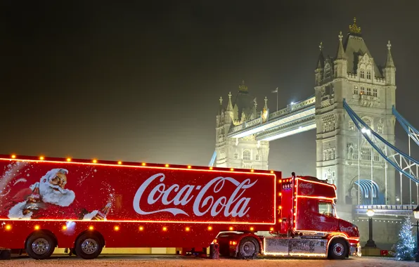 New year, Christmas, coca cola, Coca Cola, Christmas truck, christmas truck, advertising coca cola, Santa …