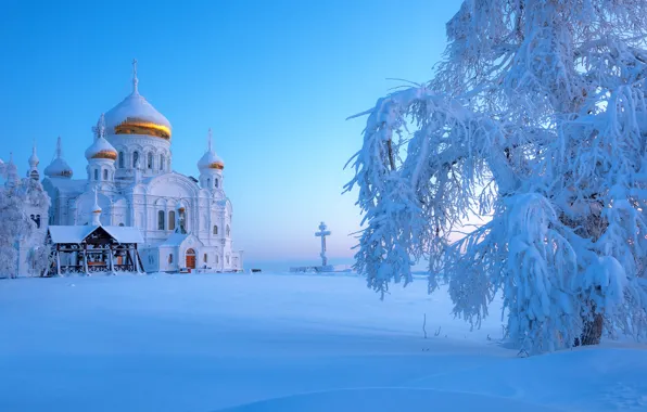 Winter, snow, Russia, Ural, The Belogorsky monastery