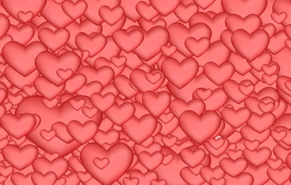 Hearts, Pink Background, Abstraction
