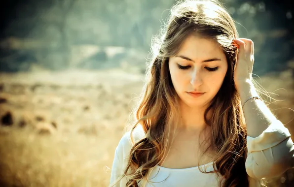 Girl, light, background, portrait