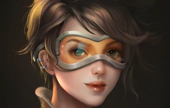 Picture girl, face, glasses, Overwatch
