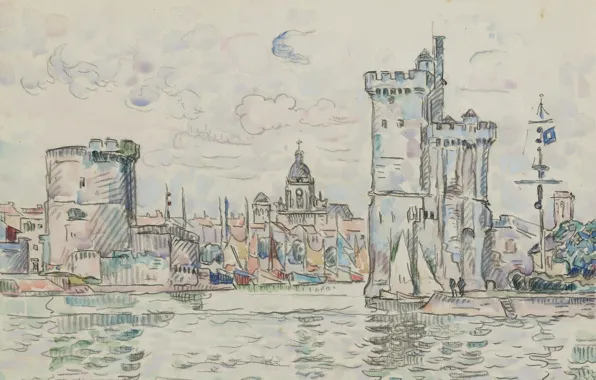 Figure, watercolor, La Rochelle, Paul Signac, Paul Signac