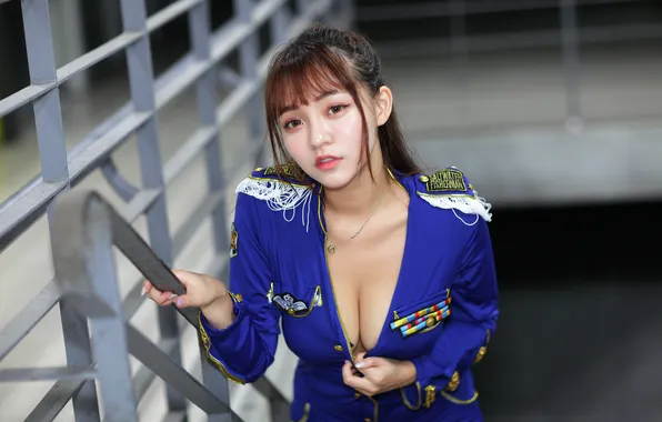Railings, neckline, Asian, cutie, uniform, asian, cutie, asian girls