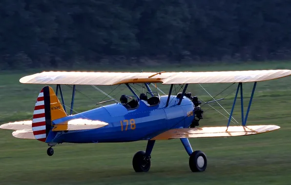 Picture Boeing, the plane, the airfield, the rise, readiness, Stearman, PT-17