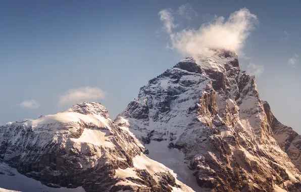 The sky, snow, mountain, Switzerland, Alps, Matterhorn
