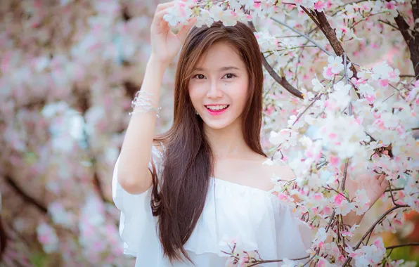 Look, girl, smile, hair, Asian