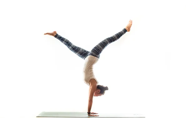 Girl, pose, yoga, Mat, balance