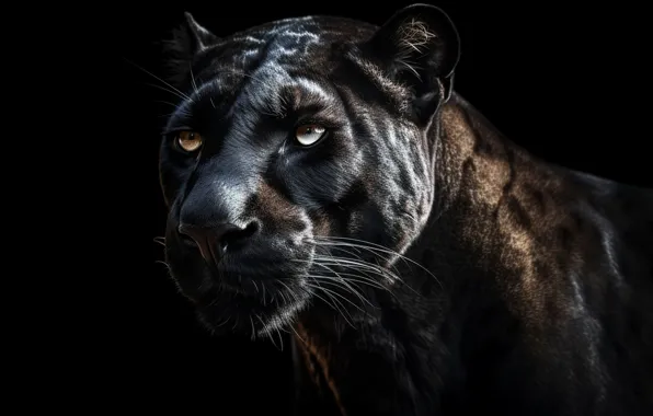 Picture The Art of Artificial Intelligence, black, portrait, look, Panther, AI art, face, digital art