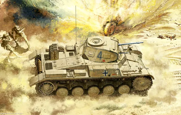 Figure, Africa, Tank, Pz.Kpfw. II Ausf. C, light tank
