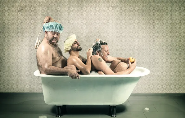 Bath, takes, three men