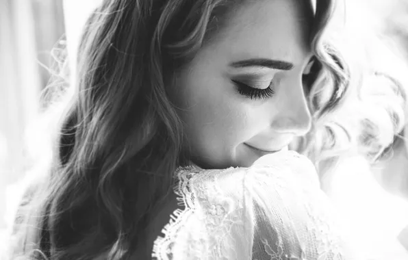 Girl, makeup, black and white