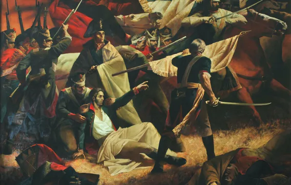Artist, the monumental canvas, Valentin Melik Aghamiryan, &ampquot;the Wounding of Bagration&ampquot;