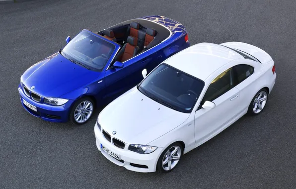 Blue, White, BMW, BMW, 135i, Coupe, Two, The view from the top