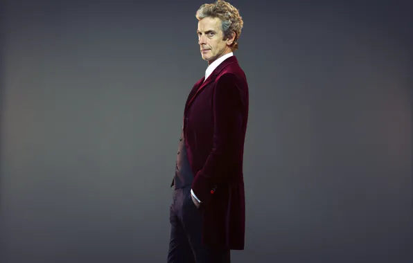 Look, actor, male, jacket, grey background, Doctor Who, Doctor Who, Peter Capaldi