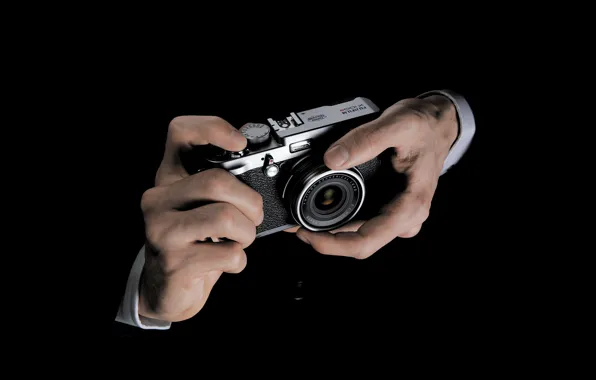 Hands, the camera, photographer, lens, male, the camera, Fujifilm, X100s