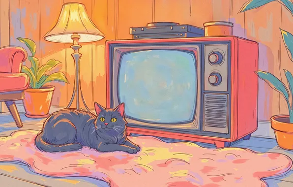 Cat, cat, light, pose, comfort, house, retro, grey