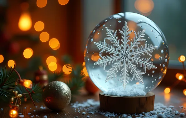 Light, snow, lights, transparent, lights, toy, ball, Christmas