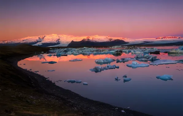 Picture ice, sea, shore, Iceland