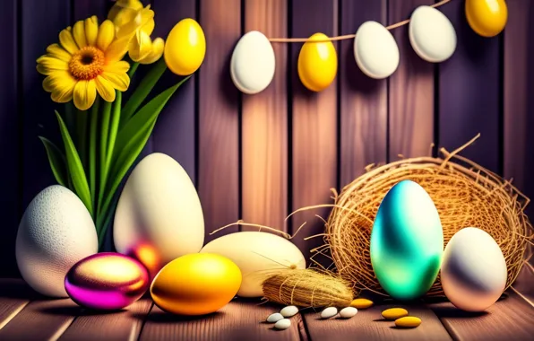 Picture flower, eggs, Easter, socket, eggs, neural network