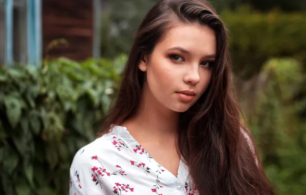 Look, model, portrait, makeup, hairstyle, brown hair, beauty, bokeh