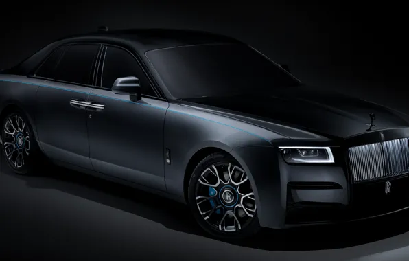 The dark background, power, power, luxury, Rolls-Royce Ghost, 2021, Black Badge Ghost, dark background luxury