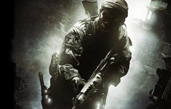 Picture man, soldiers, knife, machine, Call of Duty, Black Ops