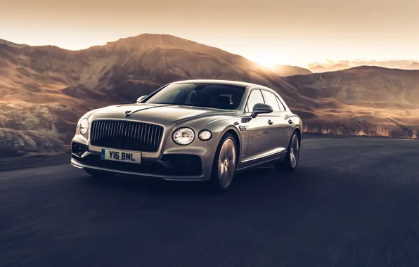 Sunset, speed, Bentley, Flying Spur, 2020, Blackline