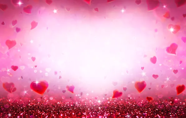 Picture sequins, hearts, love, pink, romantic, hearts, bokeh, glitter