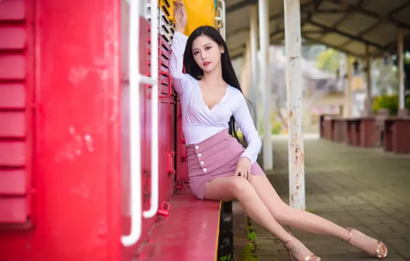 Picture girl, pose, Asian