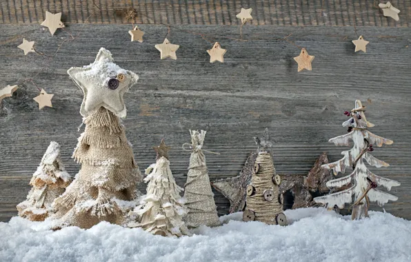 Snow, decoration, tree, New Year, Christmas, fabric, Christmas, vintage