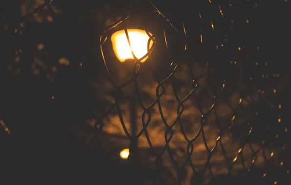 Light, mesh, the fence, lantern