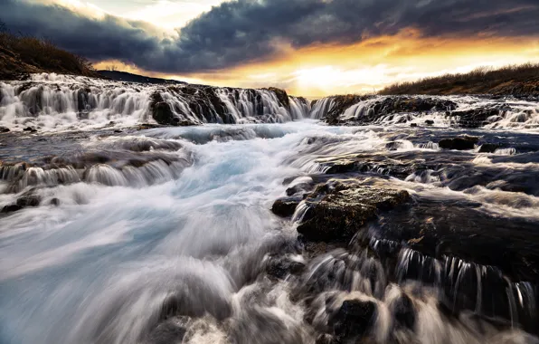 River, stream, iceland, Bruarfoss Iceland