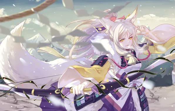 Girl, anime, art, Onmyouji