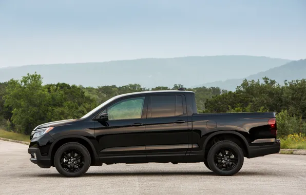 Picture black, profile, Honda, pickup, Black Edition, Ridgeline, 2019