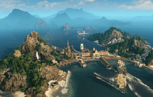 Sea, mountains, ships, simulator, Gamescom 2018, Anno 1800, The year 1800