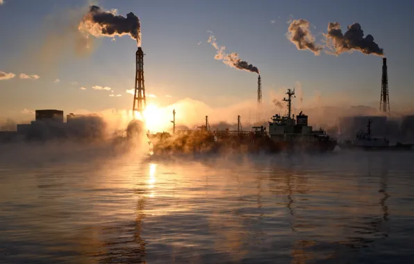 The sky, pipe, smoke, morning