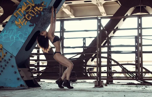 Sexy, model, body, panties, the building, hands, makeup, shoes