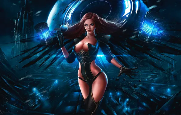 Energy, glare, planet, Girl, costume